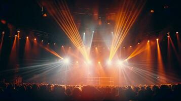 glowing stage light illuminates close up musical performance photo