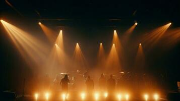 glowing stage light illuminates close up musical performance photo