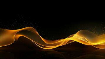 glowing yellow wave pattern on dark backdrop photo