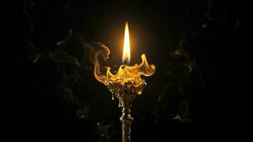 golden candle illuminates dark night symbolizes spiritual photo