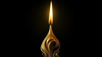 golden candle illuminates dark night symbolizes spiritual photo