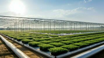 invernadero agricultura en un fila microclina planta granja foto