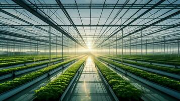 greenhouse agriculture in a row microcline plant farm photo