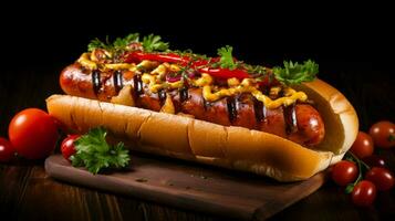 grilled beef and pork gourmet meal hot dog barbecue fresh photo