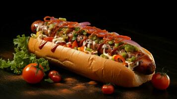 grilled beef and pork gourmet meal hot dog barbecue fresh photo