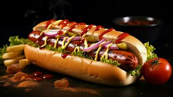 grilled beef hot dog with ketchup snack photo