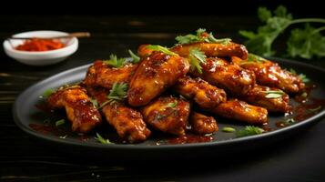 grilled chicken meat appetizer spicy with honey photo