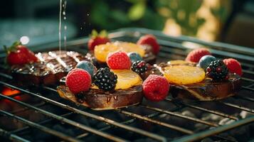 A la parrilla postre en enfriamiento estante indulgente verano refresco foto