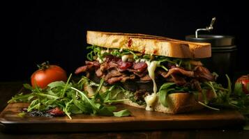 grilled meat sandwich freshness and gourmet in a lunch me photo