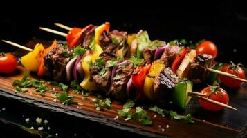 A la parrilla carne brochetas con vegetales un gastrónomo verano foto