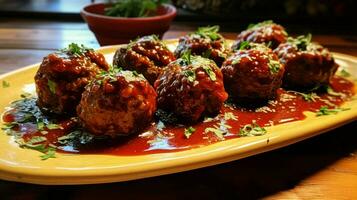 grilled meatball appetizer cooked to perfection ready photo