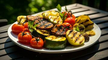 grilled vegetable plate gourmet lunch healthy eating barb photo