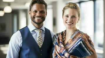 group of professionals in traditional clothing smiling photo