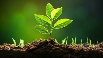 crecimiento de Fresco verde planta en naturalezas regazo foto