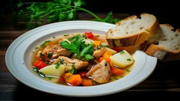 healthy eating cooked meat vegetable soup fresh grilled photo