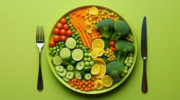 sano comiendo Fresco cocido vegetales en un plato foto