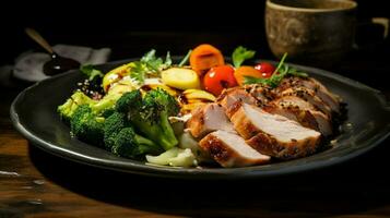 healthy gourmet meal with fresh organic vegetables photo
