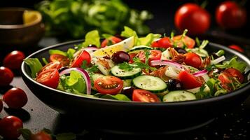 healthy gourmet salad with fresh organic vegetables photo