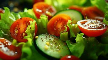 healthy vegetarian salad with ripe organic vegetables photo