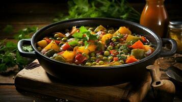 healthy vegetarian stew with fresh organic vegetables photo