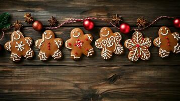 homemade gingerbread cookies with candy cane decoration photo