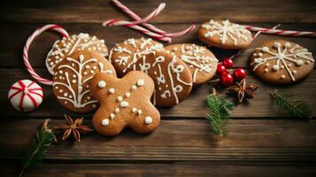 hecho en casa pan de jengibre galletas con caramelo caña decoración foto