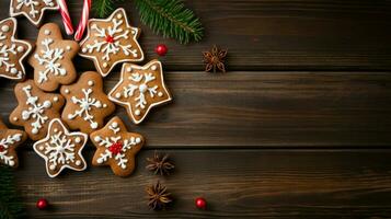 homemade gingerbread cookies with candy cane decoration photo