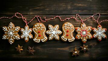 homemade gingerbread cookies with candy cane decoration photo