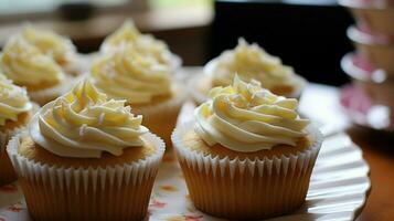 homemade lemon cupcake with creamy icing a sweet photo