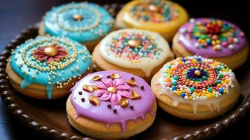 homemade gourmet cookies with colorful icing a sweet photo