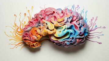 human brain with paper colors photo