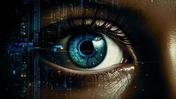 humano ojo acecho futurista seguridad sistema datos foto