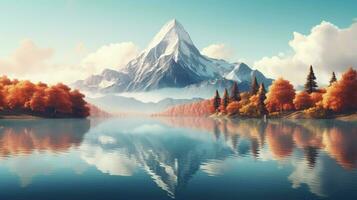 idílico montaña pico refleja natural belleza en tranquilo foto