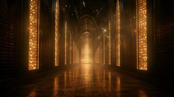 illuminated ancient corridor leads to modern spirituality photo