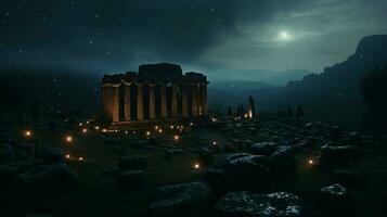 illuminated ancient ruins ize majestic italian culture photo