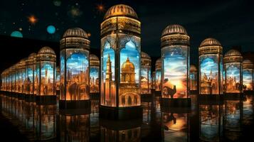 illuminated lanterns reflect historic religious architect photo