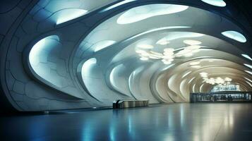 indoor subway station showcases modern architecture design photo