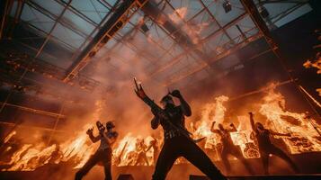 infierno enciende metal en futurista celebracion de calor foto