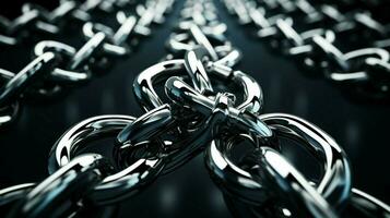 interlocked steel chains create a strong connection photo