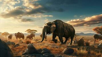 large mammals grazing on the savannah in africa wildernes photo