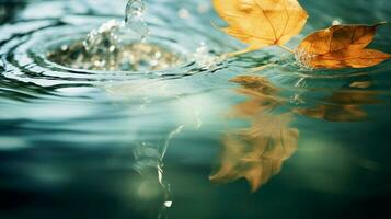 leaf and nature meet water creating abstract background photo