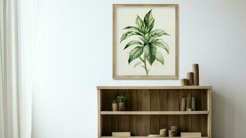 frondoso planta en un rústico de madera marco frescura abunda foto