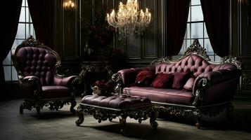 luxury antique sofa and armchair modern comfort photo