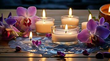 luxury aromatherapy spa treatment with scented candle photo