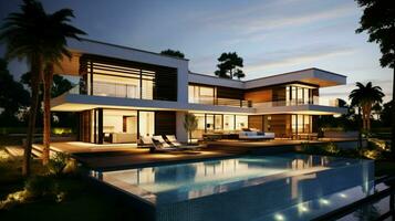 lujo hogar diseño con moderno arquitectura al aire libre foto