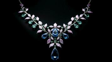 luxury gemstone necklace reflects elegance and glamour photo