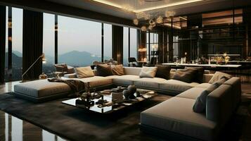 luxury living room modern elegance and comfort photo