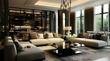 luxury modern apartment with elegant interior design photo