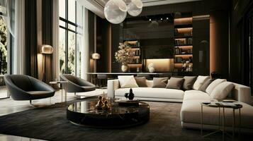 luxury modern living room with elegant decor photo