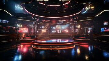 luxury nightclub illuminated by modern lighting equipment photo